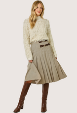 MYSTREE Pleated Checket Long Skirt Oatmeal Beige