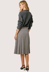 MYSTREE Pleated Checket Long Skirt Navy/Wine