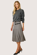MYSTREE Pleated Checket Long Skirt Navy/Wine