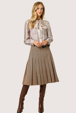 MYSTREE Pleated Checket Long Skirt Light Brick