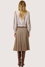 MYSTREE Pleated Checket Long Skirt Light Brick