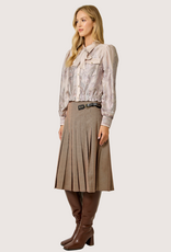 MYSTREE Pleated Checket Long Skirt Light Brick