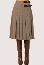 MYSTREE Pleated Checket Long Skirt Light Brick