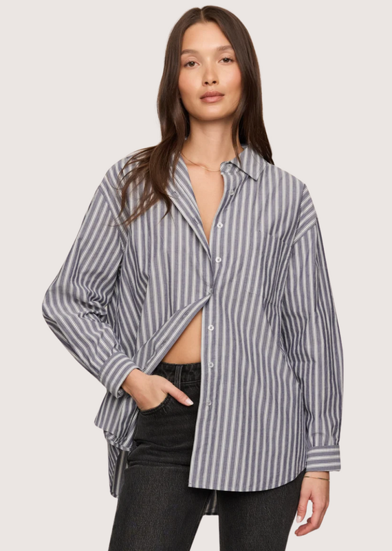 Z SUPPLY The Gallery Striped Button Up Oxford Blue