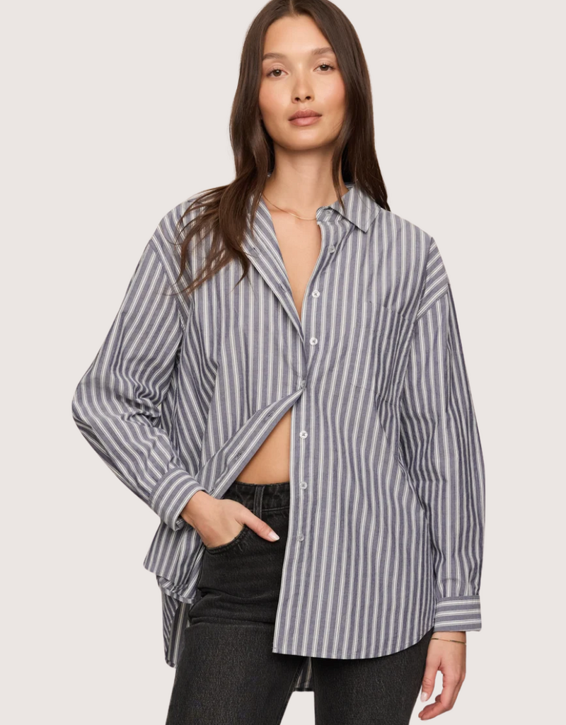 Z SUPPLY The Gallery Striped Button Up Oxford Blue