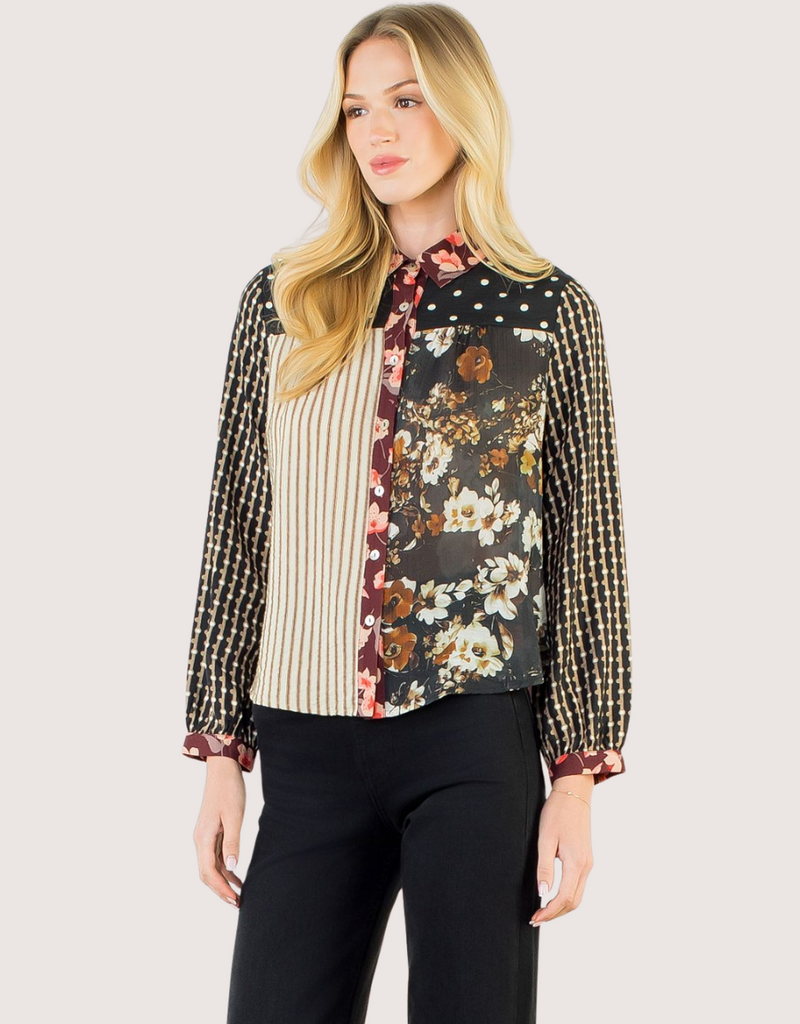THML Mixed Media Button Up Shirt