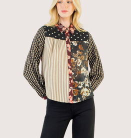 THML Mixed Media Button Up Shirt