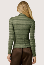 MYSTREE Lettuce Edge Knit Top Olive