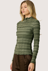 MYSTREE Lettuce Edge Knit Top Olive