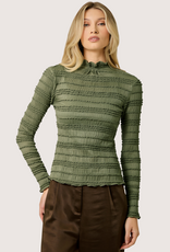 MYSTREE Lettuce Edge Knit Top Olive