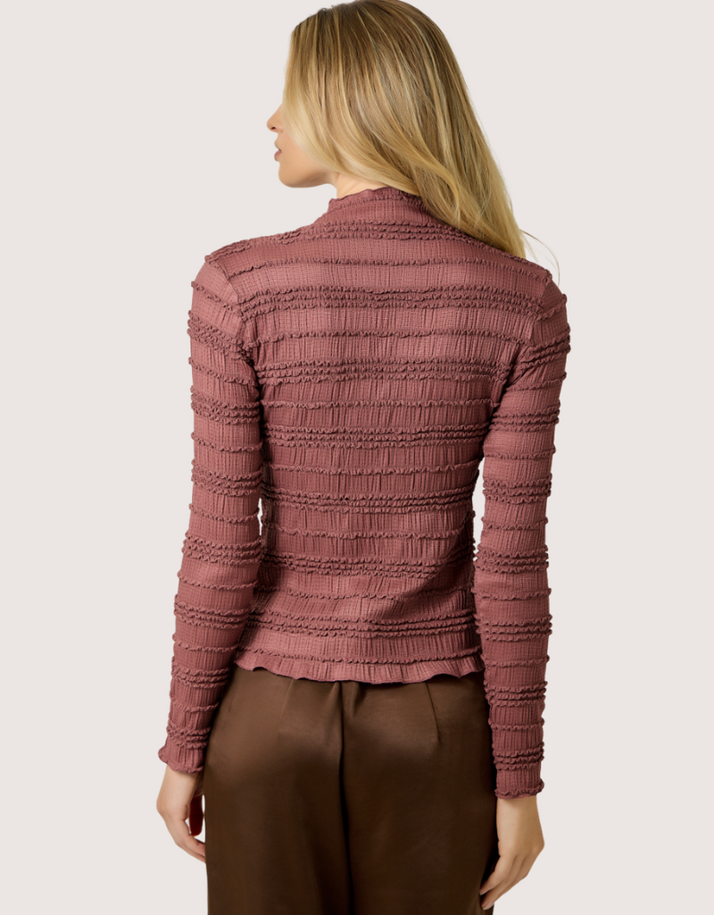MYSTREE Lettuce Edge Knit Top Rosewood