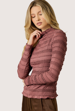 MYSTREE Lettuce Edge Knit Top Rosewood