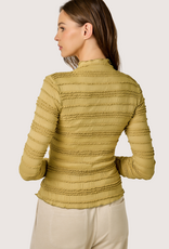 MYSTREE Lettuce Edge Knit Top Mustard
