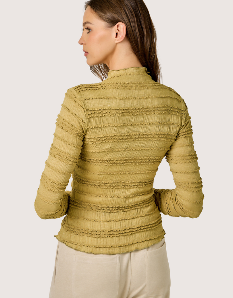 MYSTREE Lettuce Edge Knit Top Mustard