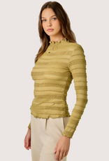 MYSTREE Lettuce Edge Knit Top Mustard