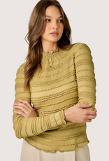 MYSTREE Lettuce Edge Knit Top Mustard