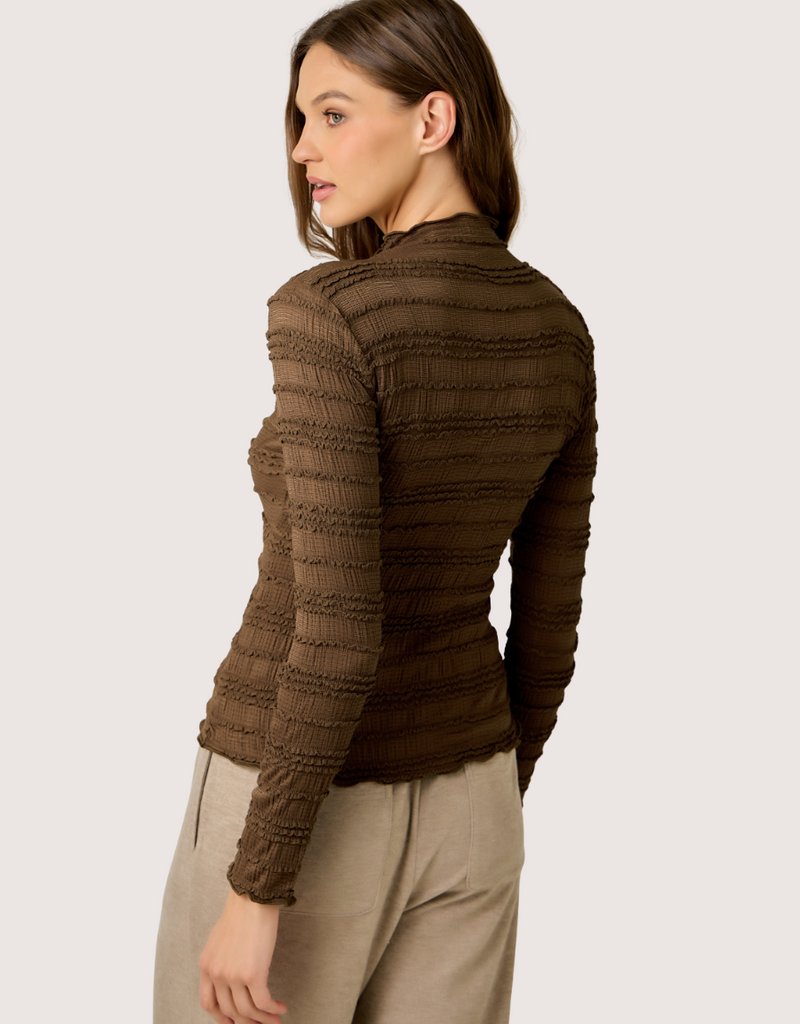 MYSTREE Lettuce Edge Knit Top Chocolate