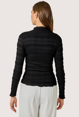 MYSTREE Lettuce Edge Knit Top Black