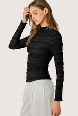MYSTREE Lettuce Edge Knit Top Black