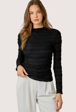 MYSTREE Lettuce Edge Knit Top Black