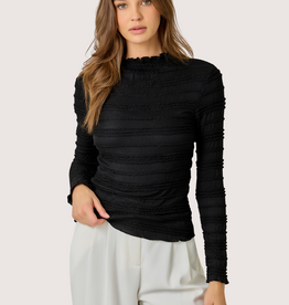 MYSTREE Lettuce Edge Knit Top Black