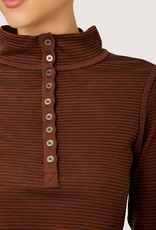 MYSTREE High Neck Pin Stripe Henley W/ Thumb Hole