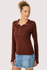MYSTREE High Neck Pin Stripe Henley W/ Thumb Hole