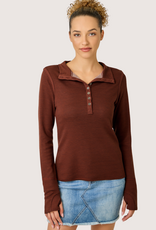 MYSTREE High Neck Pin Stripe Henley W/ Thumb Hole