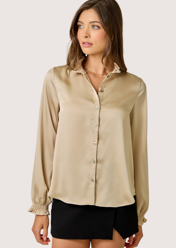 MYSTREE Ruffled Collar Blouse Sand