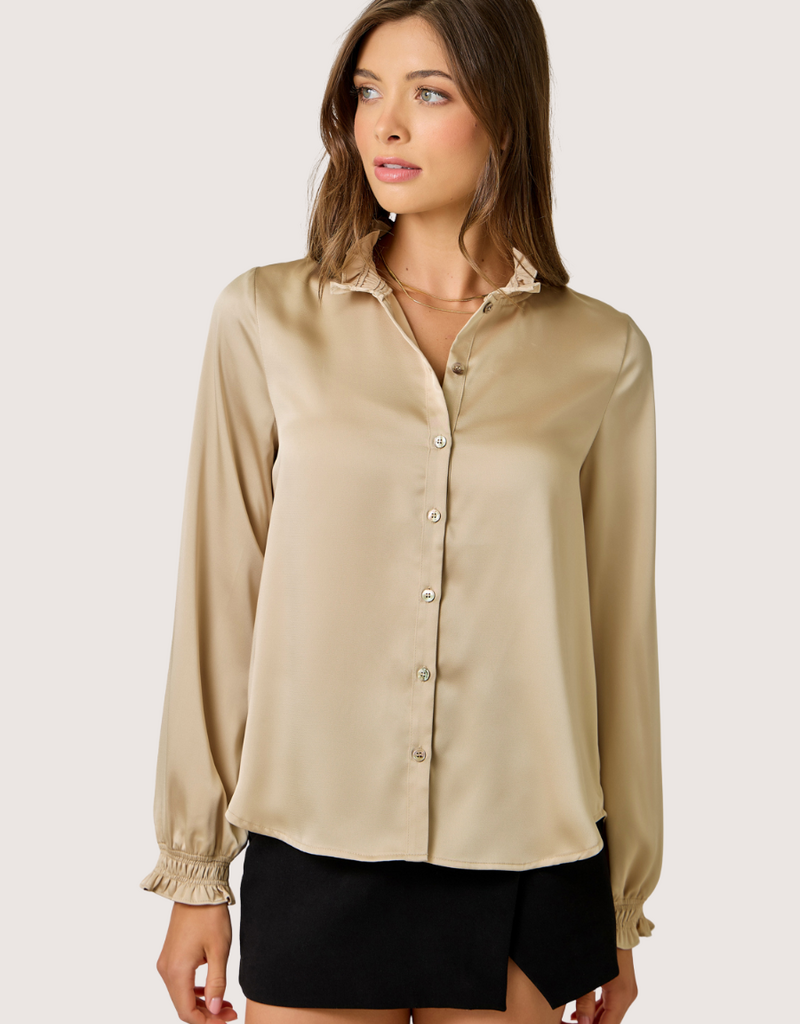 MYSTREE Ruffled Collar Blouse Sand