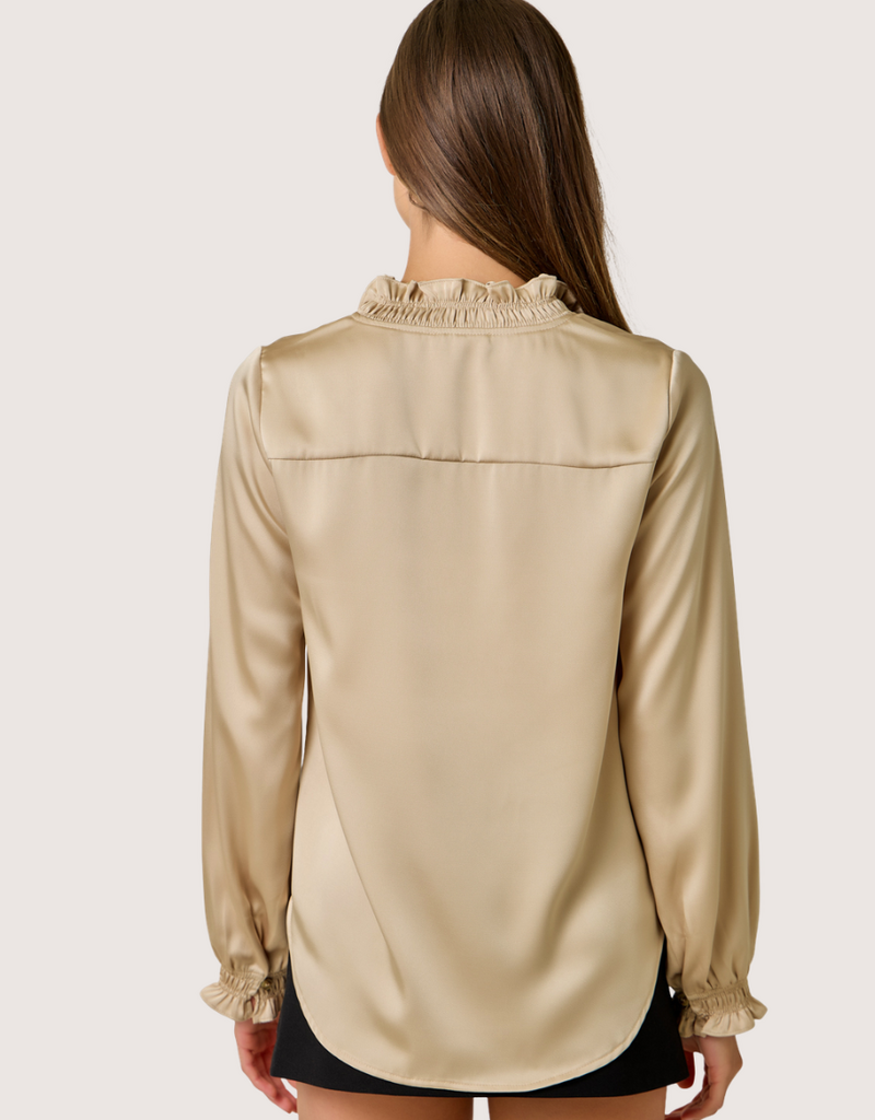 MYSTREE Ruffled Collar Blouse Sand