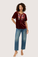 JOHNNY WAS Velvet Yoke Blouse - Aerus Mineral Red
