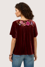 JOHNNY WAS Velvet Yoke Blouse - Aerus Mineral Red