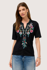 JOHNNY WAS Henley Knit Tee Isolei - Black