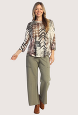 JESS & JANE Nomadic Burnout 3/4 Sleeve Tunic Top with Round Hem