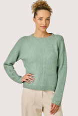 MYSTREE Ribbed Mini Cable Knit Pullover Dried Sage