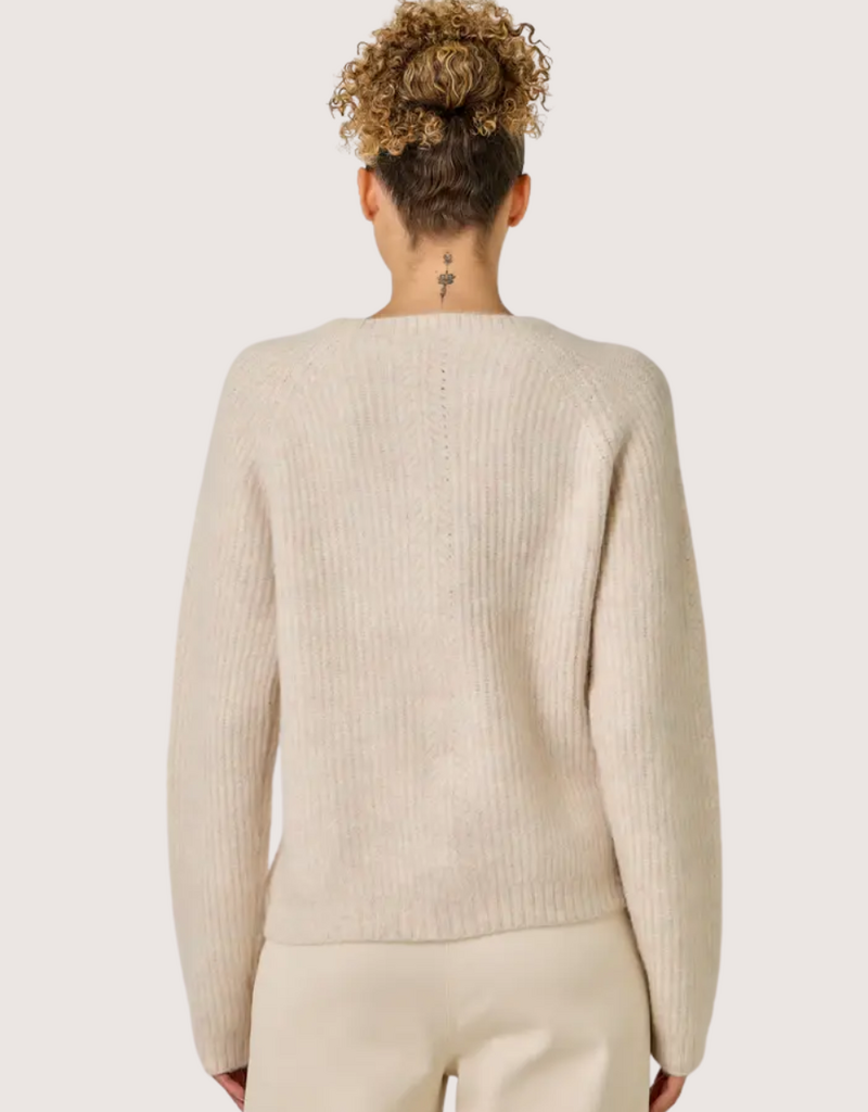 MYSTREE Ribbed Mini Cable Knit Pullover Marble