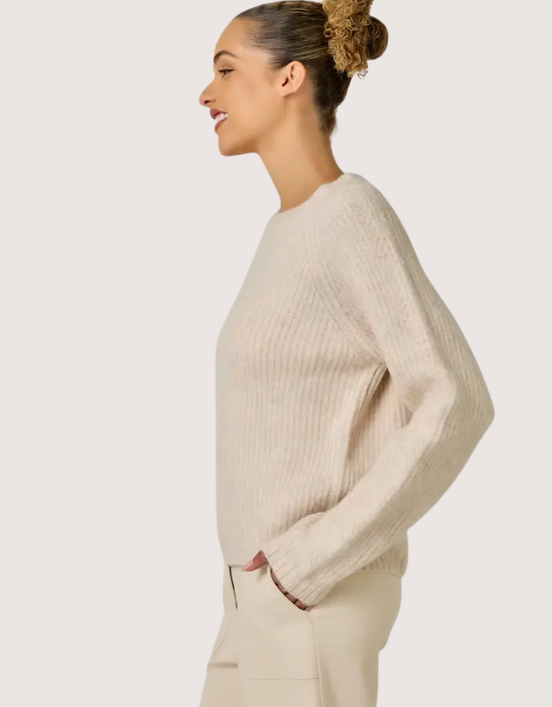 MYSTREE Ribbed Mini Cable Knit Pullover Marble