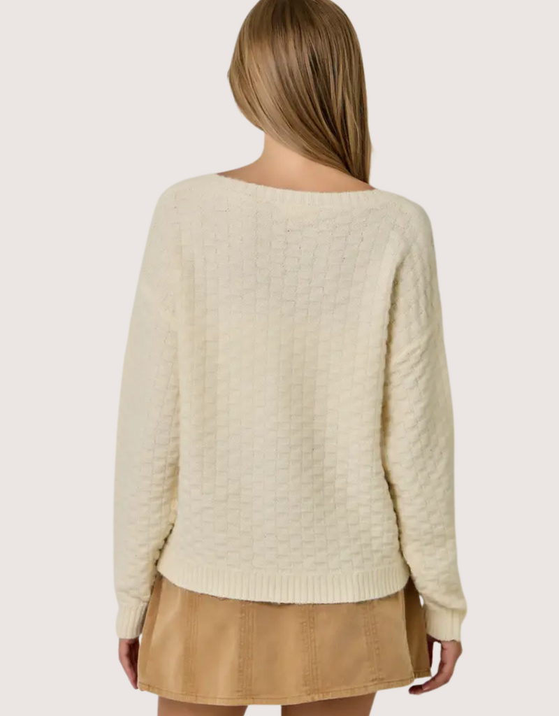 MYSTREE Embossed Texture Knitted Sweater Ivory