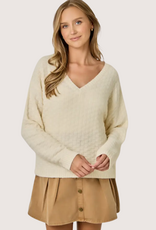 MYSTREE Embossed Texture Knitted Sweater Ivory