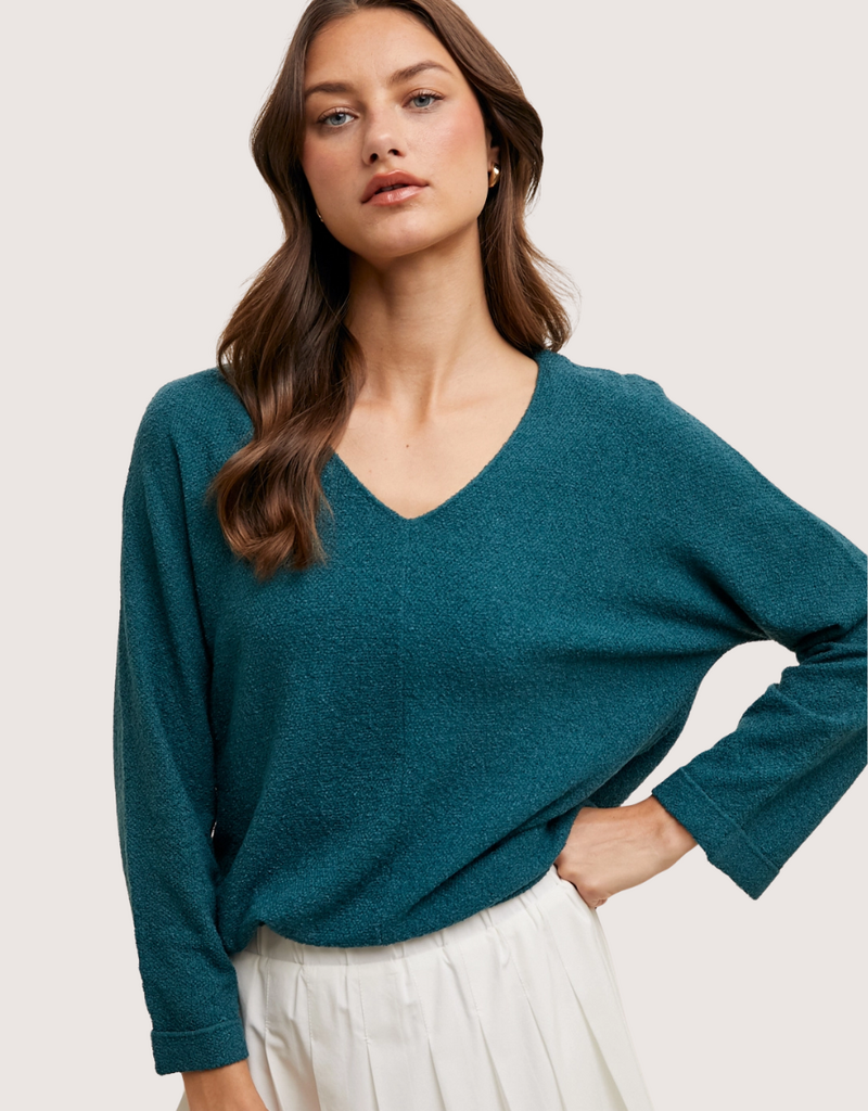 WISHLIST 3/4 Sleeve Textured Lightweight Sweater