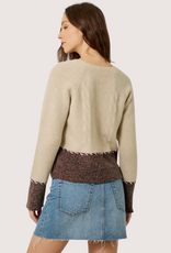 MYSTREE Whip Stitch Color Block Cardigan Oatmeal and Chocolate