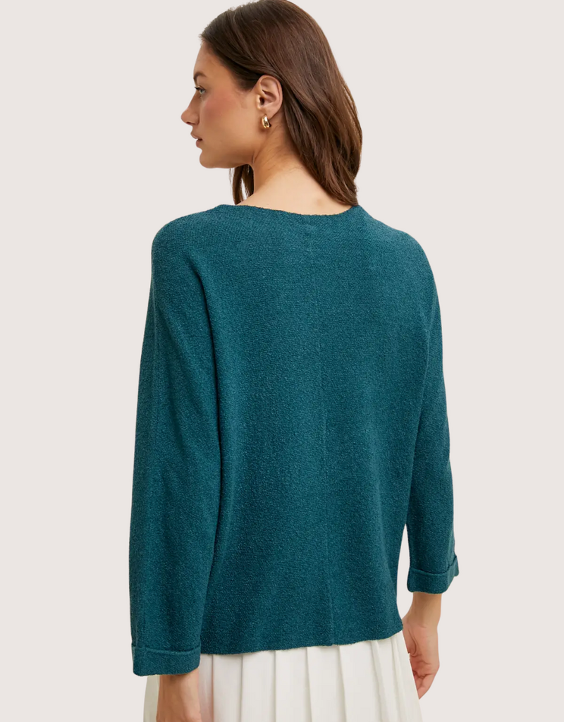 WISHLIST 3/4 Sleeve Textured Lightweight Sweater