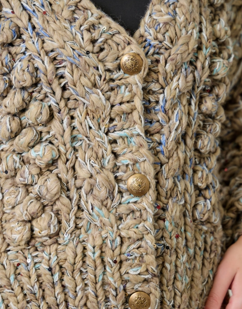 MYSTREE Flecked Chunkuy Sweater Cardigan Almond Mix