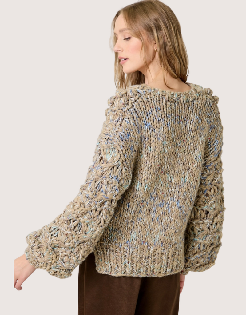 MYSTREE Flecked Chunkuy Sweater Cardigan Almond Mix