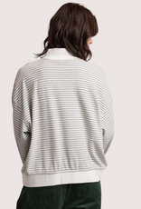 WISHLIST Striped Mock Neck Long Sleeve Knit Top White/Grey