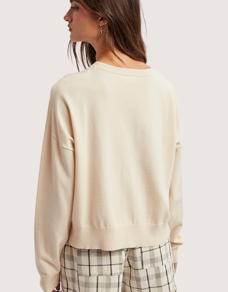 WISHLIST Basic Drop Shoulder Sweater Cream