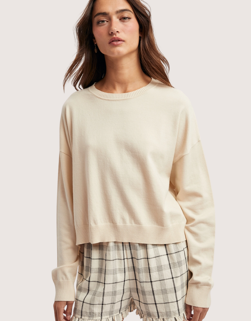 WISHLIST Basic Drop Shoulder Sweater Cream