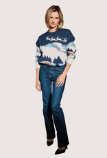 Sunday Edition Ski Village Landscape Crew Neck Knit Sweater