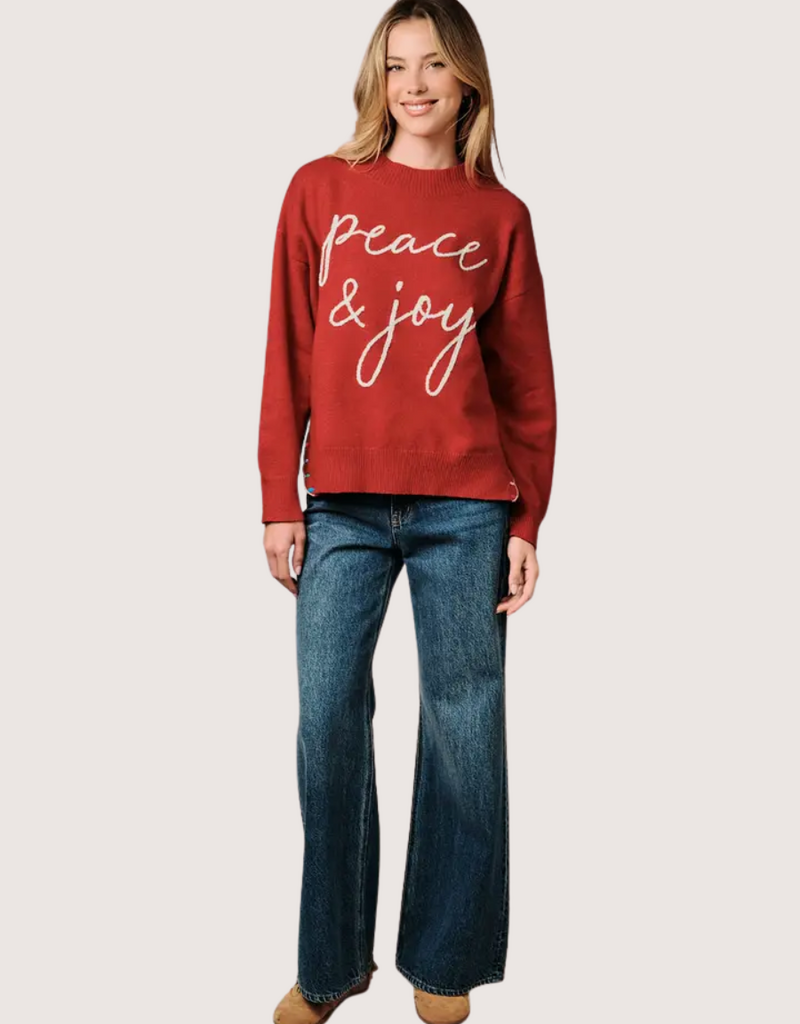 Sunday Edition Peace and Joy Knit Sweater Red